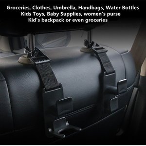 Phổ biến mạnh mẽ bền ghế xe trở lại tựa đầu móc áo ưa thích Móc túi xách ví túi hàng tạp hóa Bộ dụng cụ nội thất ô tô ABS đen - Product Image 5