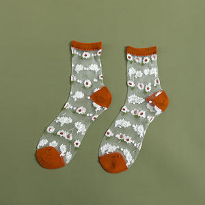 प्रचार लोकप्रिय स्पष्ट लड़कियों छोटे डेज़ी फूल के टखने छोटे मोजे, महिलाओं के लिए आकस्मिक तुले तिमाही मोजे - Product Image 4