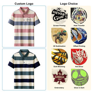 เสื้อโปโลผู้ชายลายทางผ้าฝ้ายคุณภาพสูงสำหรับฤดูร้อน รับผลิตเสื้อยืดพร้อมโลโก้ตามสั่ง ขายส่ง - Product Image 4