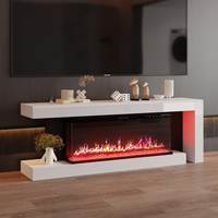 Cheminée électrique linéaire encastrable, multicolore avec pierres de cristal et faux bûches, chauffage mural électrique avec télécommande