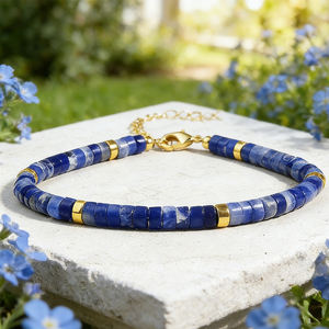 Nuevo Diseño de Moda, Pulsera Delicada de Piedras Preciosas Naturales Azules con Cuentas Ajustables para Mujer, Regalo para el Día de San Valentín - Product Image 2