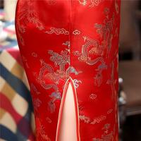 Robe longue Cheongsam classique chinoise Dragon Phénix, grande taille, élégante, pour banquet, costume de spectacle, vente en gros OEM