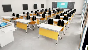 佛山卸売折りたたみ学校家具椅子教室テーブルデスク学生学習学校トレーニング折りたたみ椅子