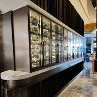 Cave à vin moderne personnalisée avec éclairage LED, étagères en acier inoxydable, rayonnages métalliques, contrôle de température (0-18°C) et affichage