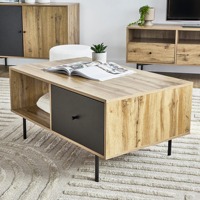Phoenix Home Bois et Noir Moderne Un Tiroir En Bois Salon Vente Chaude Table Basse