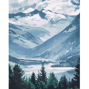 Image personnalisée DIY Portrait Paysage montagnes et eaux Toile décoration murale Peinture par numéro pour adultes Enfants Débutant