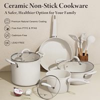Ensemble de casseroles et poêles de 24 pièces, batterie de cuisine en céramique antiadhésive, couvercle en verre, compatible induction, sans PFAS/PTFE/PFOA/PFOS, compatible four et lave-vaisselle