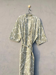 Robe longue en coton Kaftan, robe de plage, couvre-vêtement pour femmes, cadeau, robe bohème à imprimé à la main, vêtements de nuit, robe maxi, kimono, robes - Product Image 6