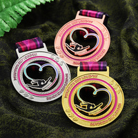 Médailles de course de gymnastique 3d 2d plaquées or et argent en laiton promo en vente Médailles de gymnastique en stock avec ruban personnalisé