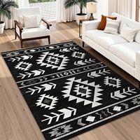 Tapis géométrique bohème - Tapis moderne tribal abstrait en peluche pour salon et chambre, tapis d'intérieur grand format antidérapant et lavable