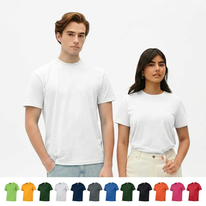 Camisetas unisex de manga corta para hombre y mujer, 180 gsm, algodón semi-combed, venta al por mayor de fábrica. - Product Image 1