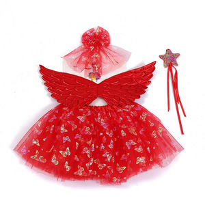 Set Costume da Principessa Fata Farfalla Include Ali Scintillanti, <span class=keywords><strong>Gonna</strong></span> Tutu e Bacchetta per Travestimenti da Bambina - Product Image 3