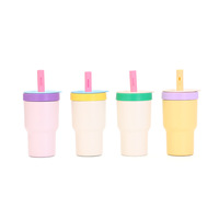 Gobelet isotherme en acier inoxydable 304 grande capacité avec paille, personnalisable avec logo, couleur Macron, double usage