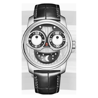 Montres mécaniques en acier lumineuses, avec affichage unique de l'heure et des phases solaires et lunaires, design d'usine et personnalisation par lots, pour marque privée