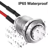 Reinicio automático de 12mm con cable normalmente abierto 65 Botón de metal impermeable Interruptor pequeño Botón de clic Inicio impermeable sin bloqueo