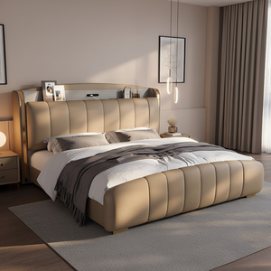 <span class=keywords><strong>Letto</strong></span> King Size in Pelle con <span class=keywords><strong>Testiera</strong></span> Imbottita Doppia e Porta USB, Design Moderno e Lussuoso, Vendita all'Ingrosso - Product Image 5