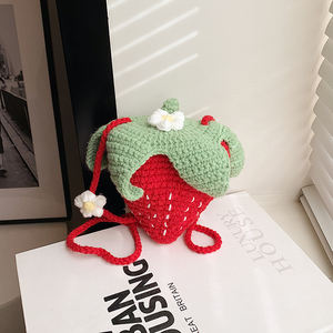 도매 새로운 여자 크로스 바디 가방 수공예 니트 디자인 지퍼 폐쇄 패션 과일 모양 세련된 어깨 스트랩 - Product Image 4