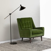 Fauteuil d'appoint traditionnel Scott en velours vert herbe pour salon, hôtel, villa, salle à manger, chambre à coucher