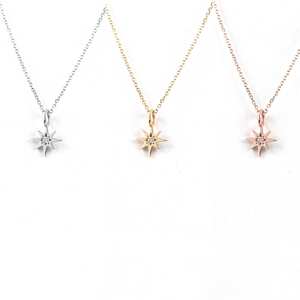 インスピレーションを与えるステンレススチールジュエリーダイヤモンドノーススターネックレスタイニースターチャームとダイヤモンドはデートとプロムナイトギフトを開始します - Product Image 5