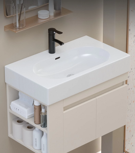 Conjunto de Mueble de Baño Compacto con Lavabo Integrado de Cerámica <span class=keywords><strong>para</strong></span> <span class=keywords><strong>Baños</strong></span> <span class=keywords><strong>Pequeños</strong></span> - Product Image 3