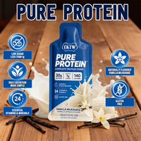 Boisson protéinée liquide complète OKTW Pure Protein, saveur milkshake vanille, aide à construire et à maintenir les muscles, complément alimentaire.