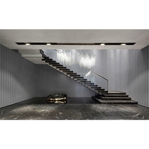 Thế Giới đẹp tự nhiên màu đen đá cẩm thạch cầu thang Tread dễ dàng nội thất biệt thự trang trí gỗ cầu thang thiết kế đá cẩm thạch bước gạch bán - Product Image 6