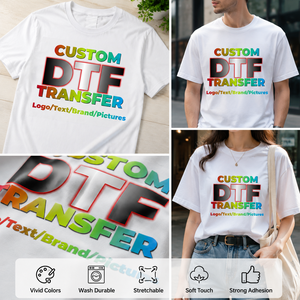 Custom Garment Iron Heat Transfer PVC Vinyl Stickers DTF Logo Printing Ready Press T-Shirt Clothing Label