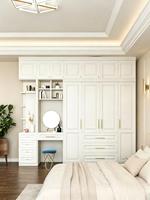 Armoire de chambre moderne en MDF à prix d'usine avec coiffeuse intégrée et étagères ouvertes, armoire de rangement pour vêtements personnalisable