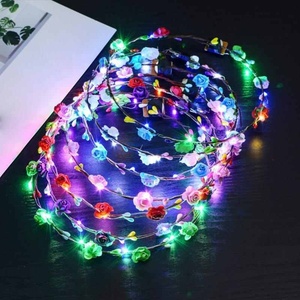 Colorful Christmas Party Glowing Wreath Halloween Crown Flower Headband Women Girls LED <strong>Light</strong> <strong>up</strong> Hair Wreath Hairband <strong>Garlands</strong> - Product Image 4