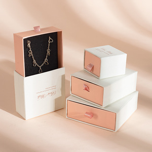 10 pcs Luxury White Pink Drawer Drawer Jewelry Box With Foam Insert And Ribbon Puller