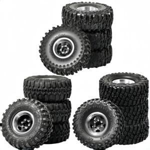 Ensemble de roues Beadlock 1.0 avec pneus souples pour Traxxas 1/18 <span class=keywords><strong>TRX4M</strong></span> 1/24 RC Crawlers Car Axial SCX24 FMS FCX24 C10 JLU B17 Upgrade 4Pcs - Product Image 1