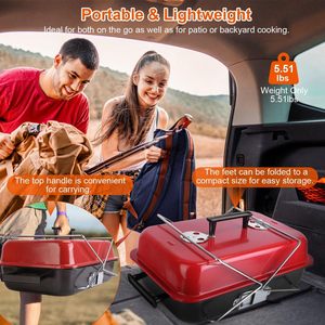 Outdoor Portable <b>Foldable</b> Detachable Non-Stick Grill with Lid Handle Household Camping Use Modern and Simple Factory Wholesale - Product Image 4