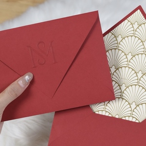 Red Envelope Wedding Invitation <b>Card</b> with Gold Foil Pattern Embossed Finish Cardboard & Kraft Paper Greeting <b>Card</b> - Product Image 3
