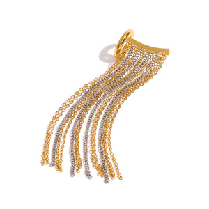 <b>Clip</b>-on Earrings Gold <b>Silver</b> Chain Tassel Geometric Design Party Fashion Jewelry - Product Image 1