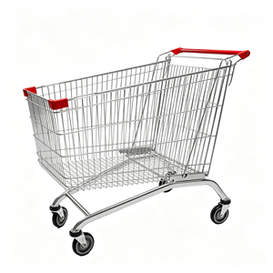 Chariot de courses de supermarché grande capacité 340L avec roues pivotantes silencieuses, chariot robuste en treillis métallique pour usage en épicerie, kit complet - Product Image 3