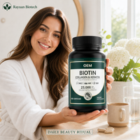 Capsules de complément de biotine sans gluten et sans sucre, personnalisées par l'OEM, en 60, 120 ou 180 unités, pour une peau éclatante