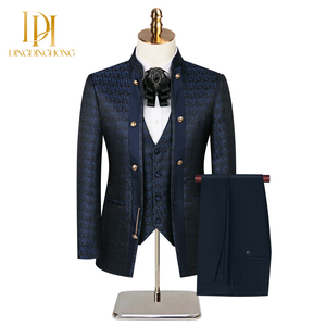 Nouveau Costume <span class=keywords><strong>de</strong></span> Mariage <span class=keywords><strong>Homme</strong></span> <span class=keywords><strong>de</strong></span> Grande Taille Style Chinois Trois Pièces <span class=keywords><strong>pour</strong></span> Garçon d'Honneur XL Simple Boutonnage - Product Image 6