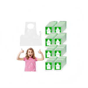 HuamaohengchunDisposable Aprons for Kids - Clear <b>Plastic</b> Aprons Kids Art Disposable Waterproof Smocks for Painting, Cooking 300P - Product Image 1