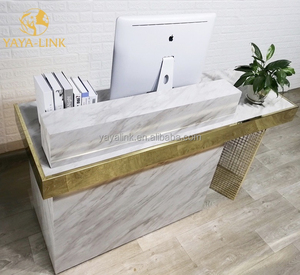 Bureau <span class=keywords><strong>de</strong></span> réception <span class=keywords><strong>de</strong></span> style nordique Nouveau motif en marbre et design en métal Mobilier <span class=keywords><strong>de</strong></span> salon <span class=keywords><strong>de</strong></span> beauté Bureau <span class=keywords><strong>de</strong></span> réception - Product Image 6