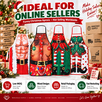 Tablier amusant et original à motif 3D Père Noël, unisexe, assorti pour couple, réutilisable, sans manches, pratique pour les fêtes de Noël