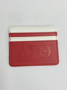 Cartera y Monedero <span class=keywords><strong>de</strong></span> Cuero PU con Logotipo <span class=keywords><strong>de</strong></span> la Hermandad Griega Delta <span class=keywords><strong>Sigma</strong></span> Theta en Relieve Rojo y Blanco para Damas, Porta Tarjetas <span class=keywords><strong>de</strong></span> Crédito e Identificación - Product Image 3