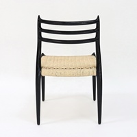 Chaise de salle à manger en bois massif de style moderne, dossier en corde tressée à la main, durable et confortable pour salon, hôtel, appartement – Vente chaude