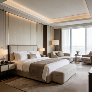 Fabricante Profissional de Móveis para Hotel, Conjuntos de Quarto 5 Estrelas, Cama de Hotel Luxuosa, Cama de Couro Confortável para Quarto de Hóspedes - Product Image 3