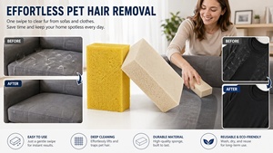 Spugna per Pulizia a Secco Woxin, Rimuovi Peli di Animali Domestici, Spugna in Gomma Gialla e Beige, Spessore 4cm per Mobili, Tappeti, Biancheria da Letto, Abbigliamento - Product Image 6