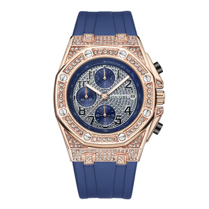 Marca de relojes para hombre - Reloj mecánico de estilo retro, personalidad única, incrustaciones de diamantes, esfera grande, función de cronómetro, luminoso - Product Image 2