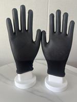 Guantes de Seguridad Antiestáticos de Nailon Blanco, Gris y Negro con Recubrimiento de PU, Dedos Recubiertos, Libres de Polvo, No Desechables, Antideslizantes
