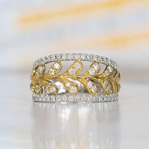 T0639 Anello da Donna in Oro Massiccio 18K con Diamante Taglio Brillante Rotondo Colore G Naturale Classico Anello Nuziale - Product Image 2