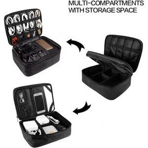 Bolsa Organizadora de Cables Impermeable de Fábrica BSCI para Accesorios Electrónicos, Bolsa de Almacenamiento de Cables de Doble Capa a Prueba de Golpes - Product Image 4