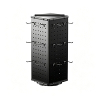Exhibidor Giratorio de Metal Negro, Soporte Giratorio con Panel Perforado, Exhibidor de Mostrador para Tiendas Minoristas