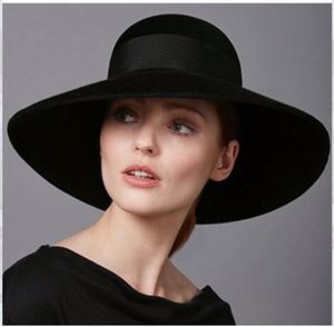 Fashion Trend Vintage Big Brim Stage Show <b>Hat</b> Fashion Women Female Party Event Wool Felt <b>Hat</b> - Product Image 1